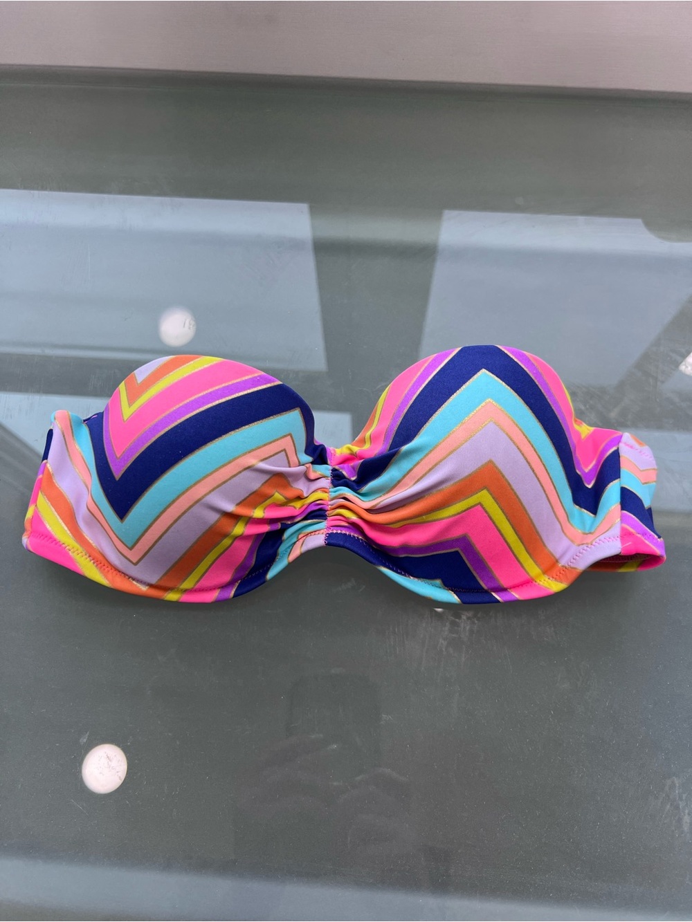 Multicolor Chevron Bandeau Bikini Top